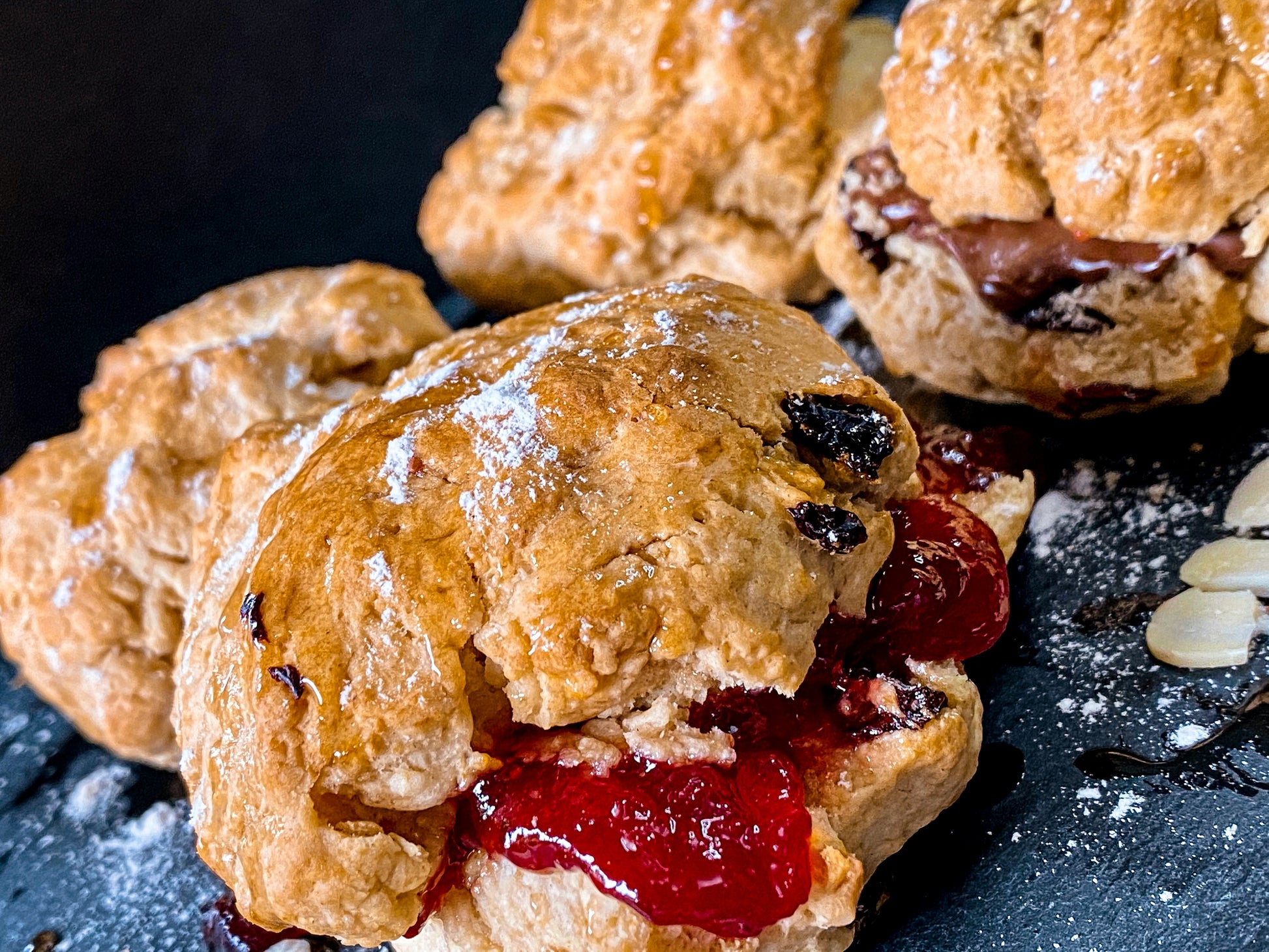 Freshly Baked Scones Oozing With Jam